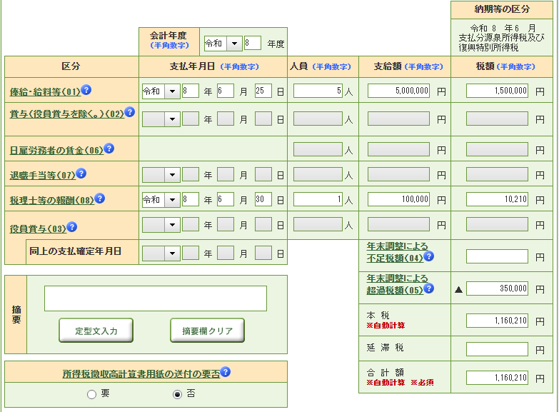 記入例 毎月納付